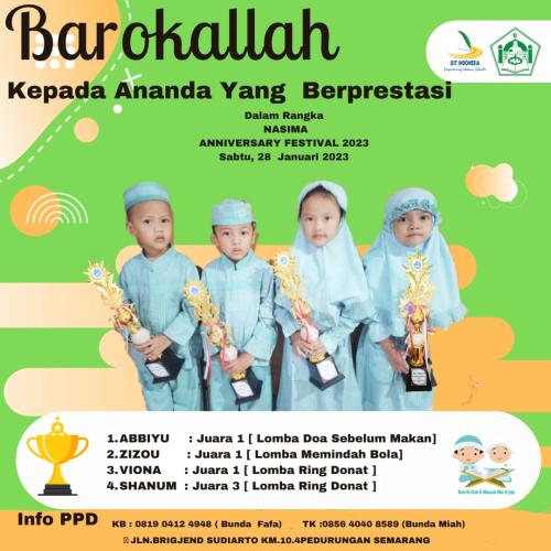 Prestasi TKIT Harapan Bunda Semarang Th 2023