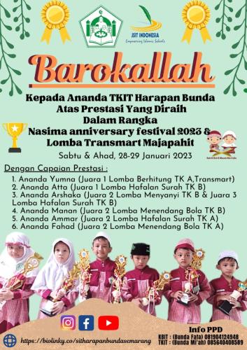 Prestasi TKIT Harapan Bunda Semarang Th 2023
