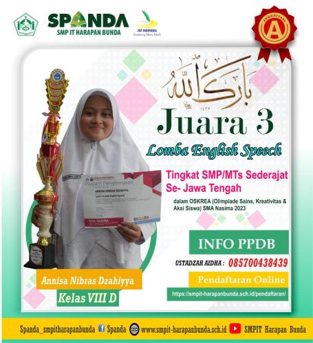 Prestasi SMPIT Harapan Bunda Semarang Th 2023