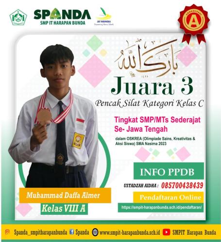 Prestasi SMPIT Harapan Bunda Semarang Th 2023